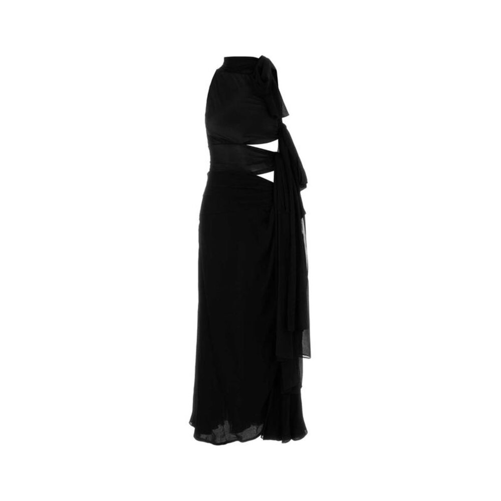 Alaia Women Black Georgette Long Dress